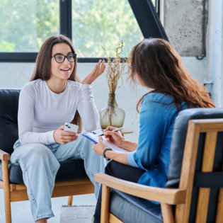 Two women talking