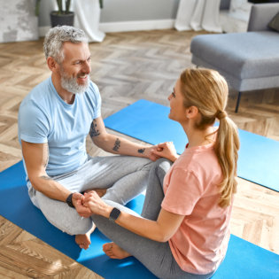 Two peopl in yoga session
