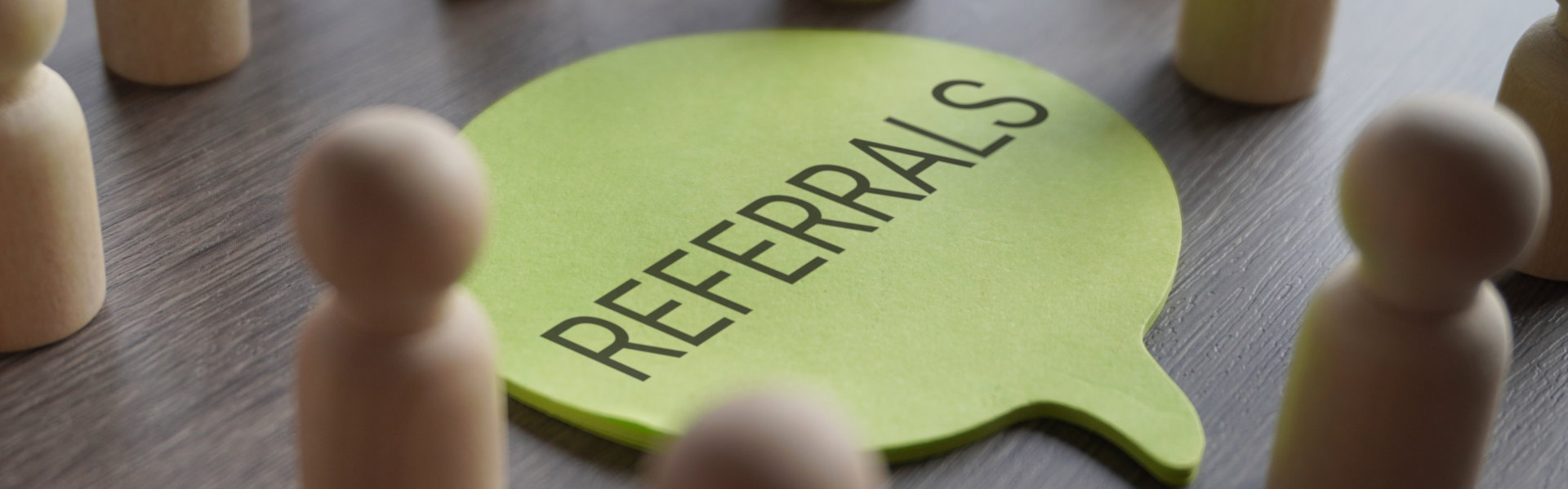 Printed paper labeled 'REFERRALS'
