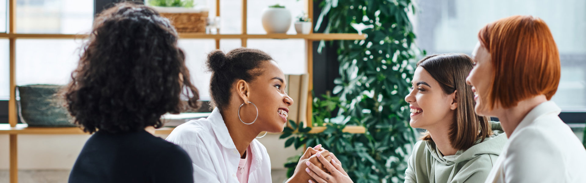Women happily talking