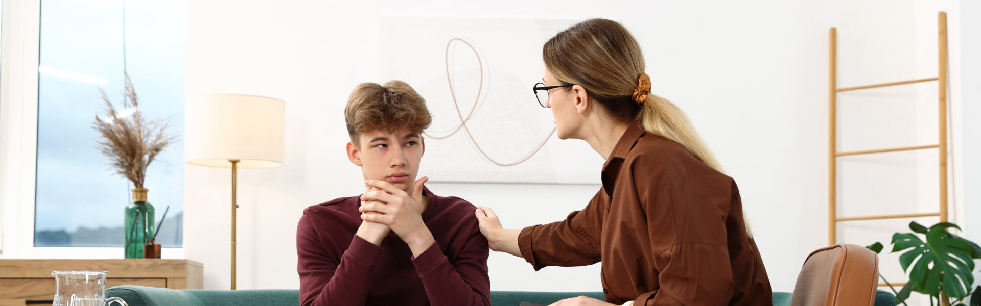 Woman talking to a man